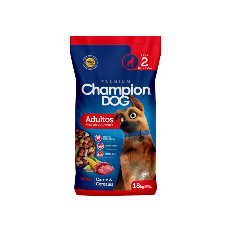 CHAMPION DOG ADULTO CARNE Y CEREALES 18 KG