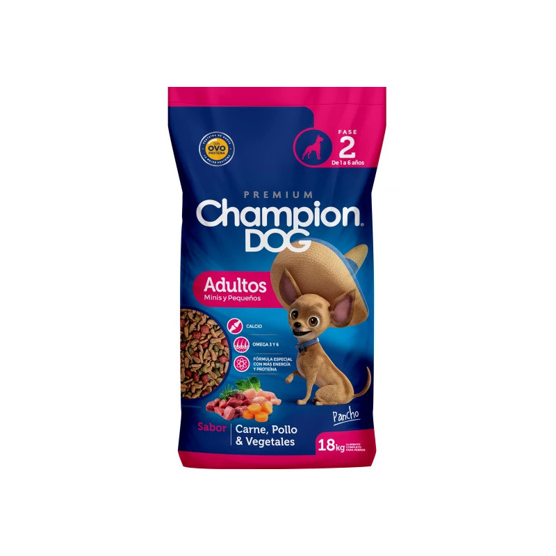 CHAMPION DOG RAZAS PEQUEÑAS ADULTO CARNE POLLO Y CEREALES 18 KG